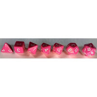 Dice: 7 pc: Opaque: Pink / White (EN) (Special Order)