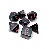 Dice: 7 pc: Opaque: Black / Pink (EN) (Special Order)