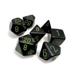 Dice: 7 pc: Opaque: Black / Green (EN) (Special Order)