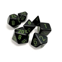 Dice: 7 pc: Opaque: Black / Green (EN) (Special Order)