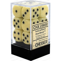Dice: 12x D6: 16 mm: Opaque: Ivory / Black (EN) (Special Order)