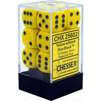 Dice: 12x D6: 16 mm: Opaque: Yellow / Black (EN) (Special Order)