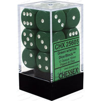 Dice: 12x D6: 16 mm: Opaque: Green / White (EN) (Special Order)