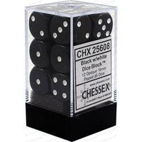 Dice: 12x D6: 16 mm: Opaque: Black / White (EN) (Special Order)