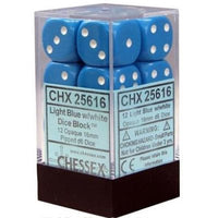 Dice: 12x D6: 16 mm: Opaque: Light Blue / White (EN) (Special Order)