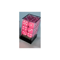 Dice: 12x D6: 16 mm: Opaque: Pink / White (EN) (Special Order)