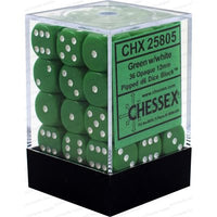 Dice: 36x D6: 12 mm: Opaque: Green / White (EN) (Special Order)
