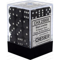 Dice: 36x D6: 12 mm: Opaque: Black / White (EN) (Special Order)