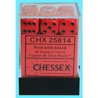 Dice: 36x D6: 12 mm: Opaque: Red / Black (EN) (Special Order)