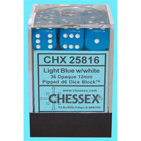 Dice: 36x D6: 12 mm: Opaque: Light Blue / White (EN) (Special Order)