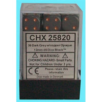 Dice: 36x D6: 12 mm: Opaque: Dark Grey / Copper (EN) (Special Order)