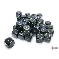 Dice: 36x D6: 12 mm: Opaque: Black / Green (EN) (Special Order)