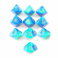 Dice: 10x D10: Gemini: Astral Blue-Teal / Gold (EN) (Special Order)