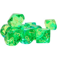 Dice: 10x D10: Gemini: Translucent Green-Teal / Yellow (EN) (Special Order)