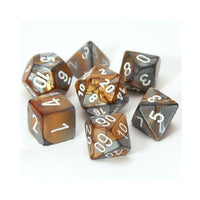 Dice: 7 pc: Gemini: Copper-Steel / White (EN) (Special Order)