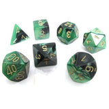 Dice: 7 pc: Gemini: Black-Green / Gold (EN) (Special Order)