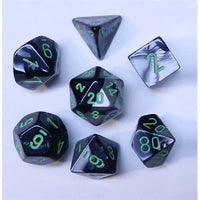 Dice: 7 pc: Gemini: Black-Grey / Green (EN) (Special Order)