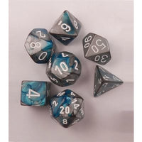 Dice: 7 pc: Gemini: Steel-Teal / White (EN) (Special Order)