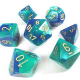 Dice: 7 pc: Gemini: Blue-Teal / Gold (EN) (Special Order)