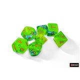 Dice: 7 pc: Gemini: Plasma Green-Teal / Orange Luminary (EN) (Special Order)