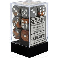 Dice: 12x D6: 16 mm: Gemini: Copper-Steel / White (EN) (Special Order)