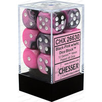 Dice: 12x D6: 16 mm: Gemini: Black-Pink / White (EN) (Special Order)
