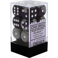 Dice: 12x D6: 16 mm: Gemini: Purple-Steel / White (EN) (Special Order)