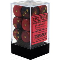 Dice: 12x D6: 16 mm: Gemini: Black-Red / Gold (EN) (Special Order)