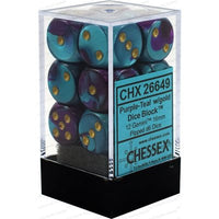 Dice: 12x D6: 16 mm: Gemini: Purple-Teal / Gold (EN) (Special Order)