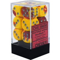Dice: 12x D6: 16 mm: Gemini: Red-Yellow / Silver (EN) (Special Order)