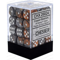Dice: 36x D6: 12 mm: Gemini: Copper-Steel / White (EN) (Special Order)