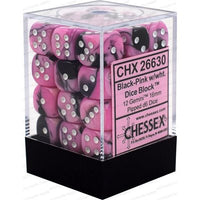 Dice: 36x D6: 12 mm: Gemini: Black-Pink / White (EN) (Special Order)