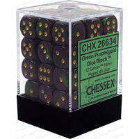 Dice: 36x D6: 12 mm: Gemini: Green-Purple / Gold (EN) (Special Order)