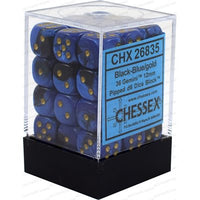 Dice: 36x D6: 12 mm: Gemini: Black-Blue / Gold (EN) (Special Order)