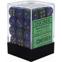 Dice: 36x D6: 12 mm: Gemini: Blue-Green / Gold (EN) (Special Order)