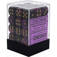 Dice: 36x D6: 12 mm: Gemini: Black-Purple / Gold (EN) (Special Order)