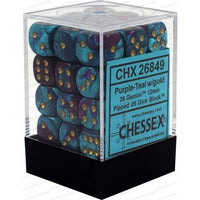 Dice: 36x D6: 12 mm: Gemini: Purple-Teal / Gold (EN) (Special Order)