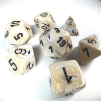 Dice: 7 pc: Marble: Ivory / Black (EN) (Special Order)