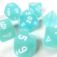 Dice: 7 pc: Frosted: Teal / White (EN) (Special Order)