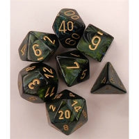 Dice: 7 pc: Scarab: Jade / Gold (EN) (Special Order)