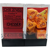 Dice: 7 pc: Festive: Sunburst / Red (EN) (Special Order)