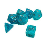 Dice: 7 pc: Cirrus: Aqua / Silver (EN) (Special Order)
