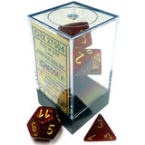 Dice: 7 pc: Glitter: Ruby / Gold (EN) (Special Order)