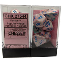 Dice: 7 pc: Festive: Pop Art / Blue (EN) (Special Order)
