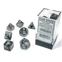 Dice: 7 pc: Borealis: Light Smoke / Silver Luminary (EN) (Special Order)