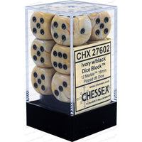 Dice: 12x D6: 16 mm: Marble: Ivory / Black (EN) (Special Order)