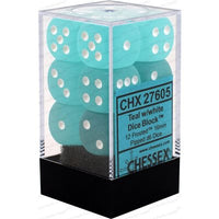 Dice: 12x D6: 16 mm: Frosted: Teal / White (EN) (Special Order)