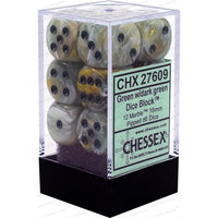 Dice: 12x D6: 16 mm: Marble: Green / Dark Green (EN) (Special Order)