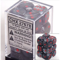Dice: 12x D6: 16 mm: Velvet: Black / Red (EN) (Special Order)