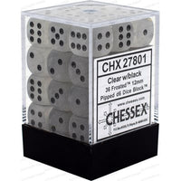 Dice: 36x D6: 12 mm: Frosted: Clear / Black (EN) (Special Order)